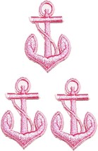 Umama Patch Set of 3 Mini Pink Anchor Cartoon Sticker Fabric Anchor Rope... - $19.57