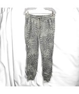 Splendid Collection Joggers Women’s Medium Gray Soft, Palm Print Drawstr... - $28.04