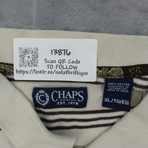 Chaps Shirt Men XL Beige Polo Short Sleeve Wing Collar Button Stripe Knit Cotton - £17.81 GBP