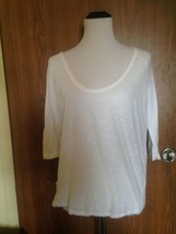 James Perse White Cotton Blend Long Sleeve T-Shirt SZ 2 Made in USA - $38.61