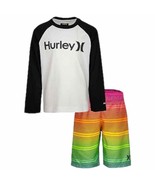 New Hurley Shoreline Top Shorts Trunks UPF 50 Logo Boys Swim Set 4 - $27.71