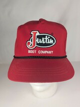 Vintage MHC Justin Boot Company Hat Red Rope Snapback Cap Embroidered On... - $17.99