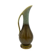 USA Pottery Small Ewer Pitcher Mid Century Green Brown Drip Glaze Style ... - £14.67 GBP