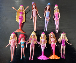 LOT 10 Girl 4&quot; Mini Figures Dolls Mixed Assorted Ariel Princess Mermaid Mattel - £30.37 GBP