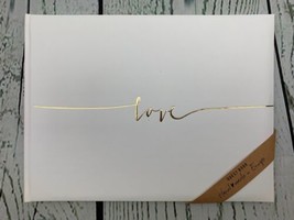 White Wedding Guest Book Love in gold letters 24 x 18.5cm 22 Pages - £18.72 GBP