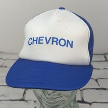Chevron Vintage Snapback Advertising Hat Blue White Ball Cap - £15.49 GBP