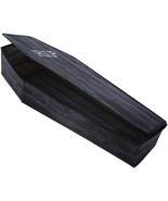 Coffin with Lid Wooden Look Halloween Decoration - £47.29 GBP