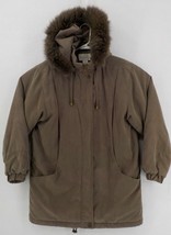 Worthington Womens Coat Suede Polyester Parka Genuine Fox Strip Fur Trim SZ S - $24.99