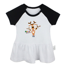 Merry Christmas Three Cute Christmas elk bells Baby Girl Dresses Infant Clothes - £9.36 GBP