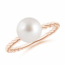 ANGARA South Sea Pearl Twist Shank Solitaire Ring for Women in 14K Solid Gold - £310.12 GBP