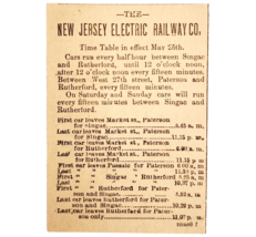 1895 New Jersey Electric Railway Time Table Advertisement Victorian Trai... - $28.18 CAD
