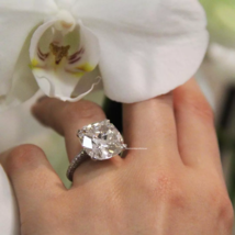 10.73 carat Cushion Cut Colorless D Flawless Vintage Wedding 925 Silver Ring - $653.62