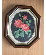 Vintage Eaton framed hand embroidery needlework flowers wall hanging oct... - £39.82 GBP