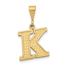 14K Yellow Gold Initial K Charm Letter Pendant Jewelry - £85.77 GBP