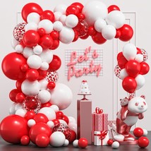 Red And White Balloon Arch Kit, 124 Pcs 18/12/10/5 Inch Matte Red White Latex Ba - £20.43 GBP