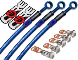 Yamaha R6 Brake Lines 1998-2002 Front Rear Translucent Blue Stainless Braided - $163.00