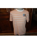 Peach &amp; White Stripe MTV Sewn Emblem T-shirt Adult M  Nice - $15.83