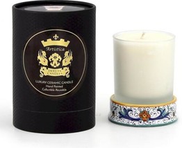 Candle RICCO Deruta Majolica Frosted Glass Ceramic Soy Wax Hand-Painted - £62.48 GBP