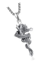 Dragon Pendant Necklace for Men Women Cross Pendant - £140.24 GBP