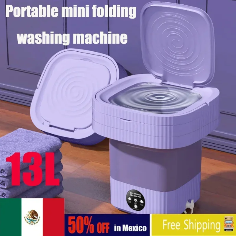 Mini Folding Washing Machines Portable 13L Socks Underwear Panties Retractable - £55.49 GBP+