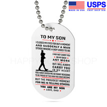 Father &amp; Son Dog Tag Birthday Gift for Son Always Carry You in my Heart -D311 - £28.45 GBP+