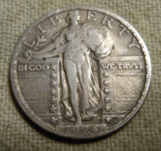 1924 STANDING LIBERTY SILVER QUARTER HIGH GRADE XF FULL DATE - £36.11 GBP