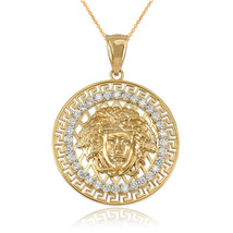 Yellow Gold Medusa CZ Medallion Pendant Necklace - $479.99+