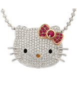 Kimora Lee Simons 18k WG 1.30ct Diamond &amp; 0.65ct Ruby Hello Kitty Neckla... - $286,227.26 MXN