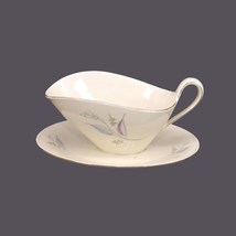 Mitterteich gravy boat with attached under-plate. Pink and gray leaves. Flaws. - £43.38 GBP