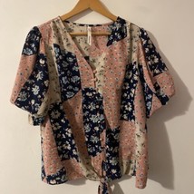 NY Collection Floral Puff Sleeve Size Large Blouse - £11.68 GBP