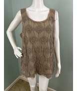 NWT Women&#39;s Chico&#39;s S/S Taupe Delicate Dara Tank Top Sz 3 (XL/16) - £26.58 GBP