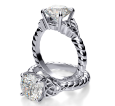 Celtic Ring Set, Lab Created Diamond 925 Silver Eternity Bridal Wedding Ring Set - £80.98 GBP