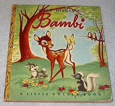  Walt Disney&#39;s Bambi Vintage Little Golden Book Gold Binding D7 - £7.84 GBP