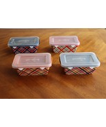 Temptations Ovenware By Tara Hand Painted Plaid Mini Loaf Pans w/ Lids S... - $620.64 MXN