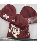 Lot of 3 Texas A&amp;M Aggies Hat Youth Red Adidas Cuffed Beanie Cap New Adult - $12.88