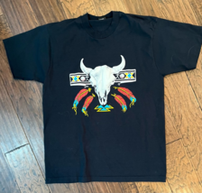 Vintage Native Buffalo Skull Screen Stars Best Mens Graphic T-Shirt Blac... - $29.69