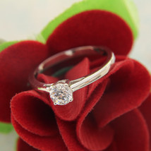 Gift 0.67Ct Round Cut Cz Solitaire Engagement Ring 14k White Gold Over (Size 7) - £32.70 GBP