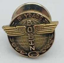 BOEING 1/10 10K GOLD 5 YEAR EMPLOYEE SERVICE AWARD PIN &amp; BACK Aviation A... - £14.93 GBP