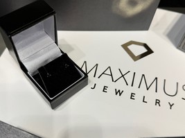 14K Gold Black Rodium Round Black Diamond Push Back Martini Stud Earring... - $197.98