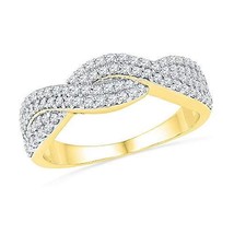10kt Yellow Gold Womens Round Diamond Crossover Band Ring 1/2 Cttw - £359.59 GBP