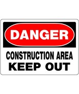 DANGER CONSTRUCTION AREA KEEP OUT warning METAL SIGN 10&quot; x 14&quot; HILLMAN 8... - $574.94 MXN