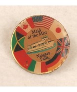 Vintage Maid of the Mist Niagara Falls World Flags Travel Souvenir Pin VTG - $5.90