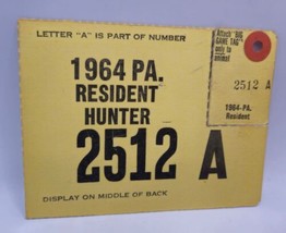VTG 1964 PENNA Pennsylvania HUNTER RESIDENT Cardboard Hunting License Co... - $4.97