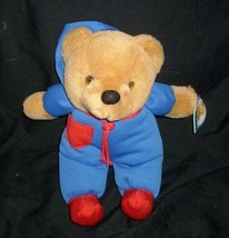 10&quot; Vintage Kellytoy Brown Baby Teddy Bear Blue Jogging Stuffed Animal Plush Toy - £18.65 GBP