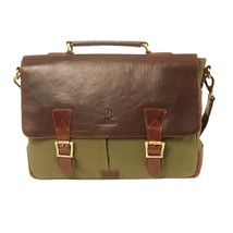 Adam Burk Leather Canvas Laptop Messenger Portfolio Shoulder Travel Bag ... - $59.39