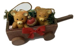 Teddies In A Wagon Christmas Ornament Vintage Teddy Bears Noel - £7.74 GBP