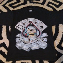 Vtg Pro Team Mens’s XLT Black Bring The Heat T-Shirt Poker Skull  Made i... - $21.53