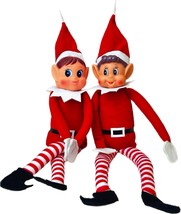 2 Pc Set Elfie Boy and Elvie Girl Fun Playful Elves Behavin&#39; Badly Chris... - $277.41 MXN