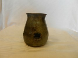 Multi Tone Green Pottery Round Jar Pencil Holder with Openings or Candle Holder - £32.24 GBP