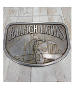 Vintage Raleigh Lights Belt Buckle Semi-Truck Tractor Trailer Trucker Metal - $25.42 CAD